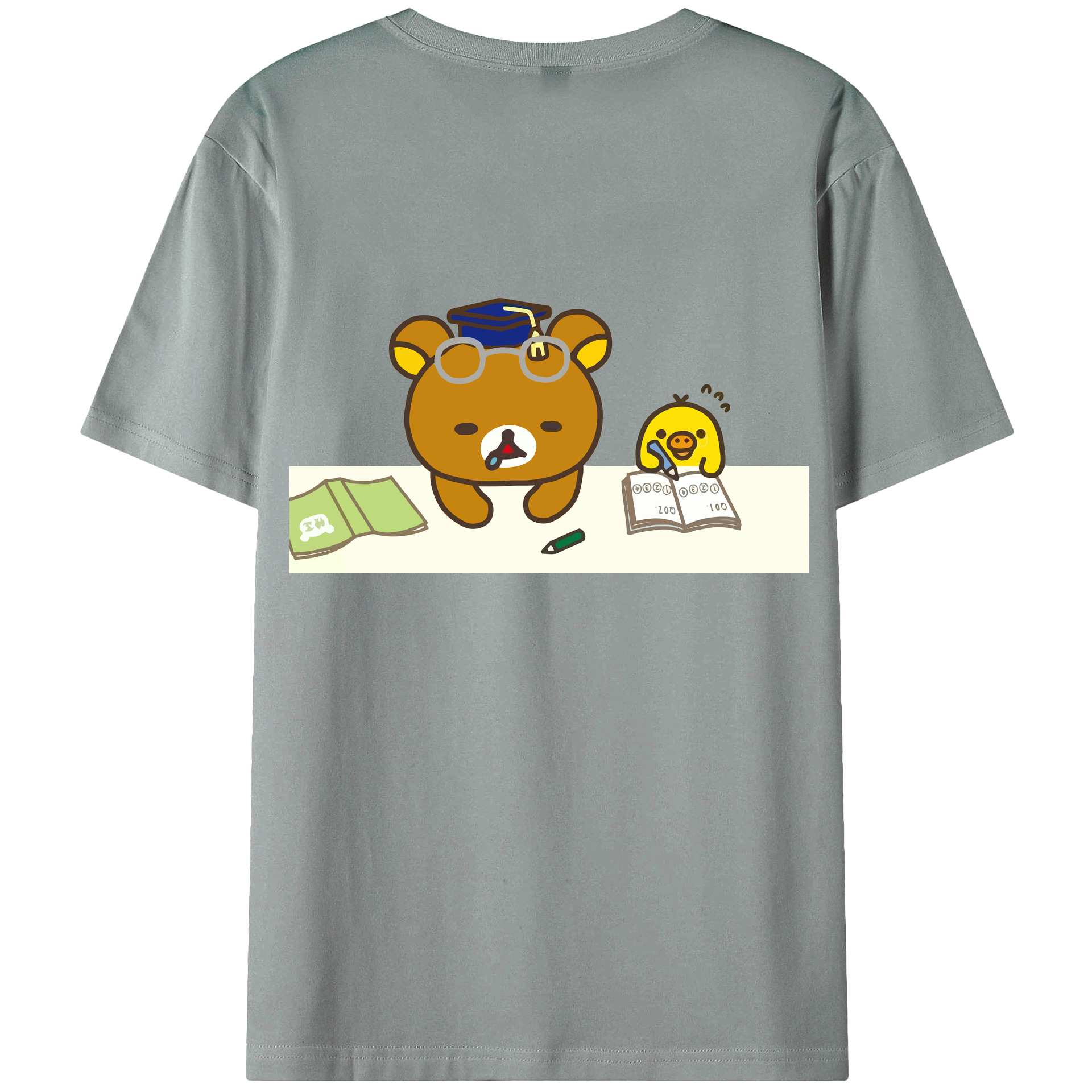 （画像用） リラックマ リラックマ キイロイトリ Rilakkuma Korilakkuma Kiiroitori 綿100％ メンズ半袖Tシャツ（バックプリント） 通気性